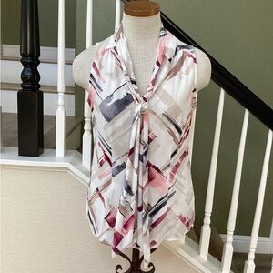 WHBM Stylish Sleeveless Blouse with Abstract Print